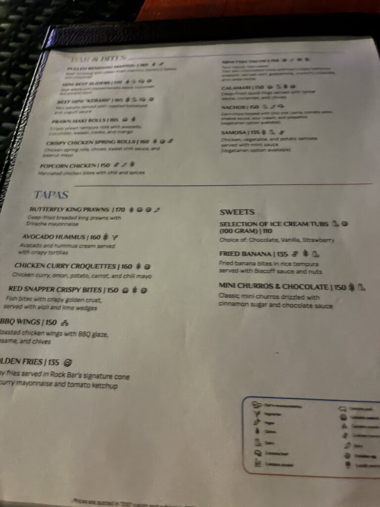 ロックバーのタパスメニュー